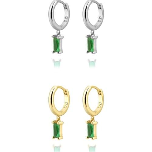 Silver Gold Color Green Drop Earrings Piercing Zircon Crystal Luxury Fashion Fine Jewelry Rock Punk Party Pendientes Wholesale