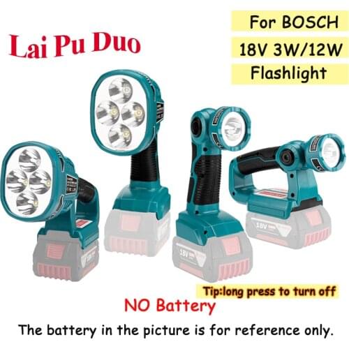 3W/12W 18V LED Lamp Work Light Flashlight For Bosch BAT618 BAT614 (NO Battery,NO Charger)Lithium Battery USB Tools Lighting