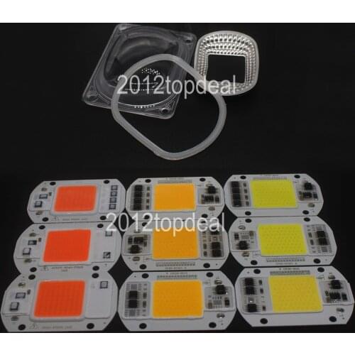 1set LED COB Grow Chip+Lens Reflector 50W 30W 20W 220V 230V Cold Warm White Full Spectrum For LED Flood Light DIY Outdoor light