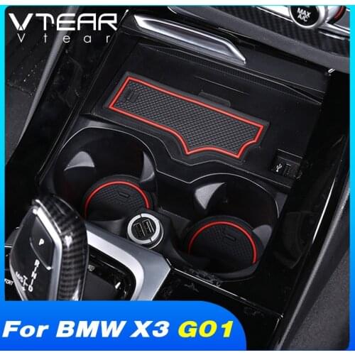 Vtear Car Door slot pad decoration inner Cup holder mat accessories dust-proof cover interior Non-slip parts For BMW X3 G01 2021