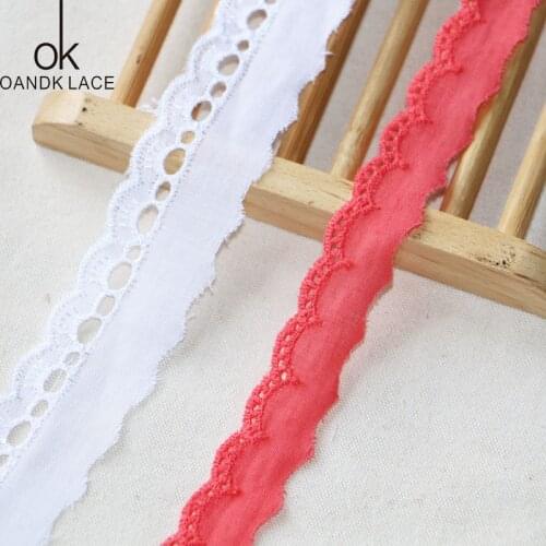 5 yards 1.5-2.5 cm high quality lace accessories white red cotton embroidery hollow lace DIY garment wholesale