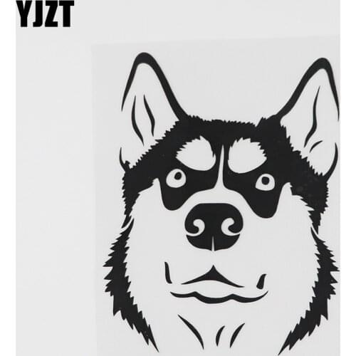 YJZT 10.3CMX13.3CM Funny Dog Head Husky Pets Decal Vinyl Car Sticker Black/Silver 8A-0625