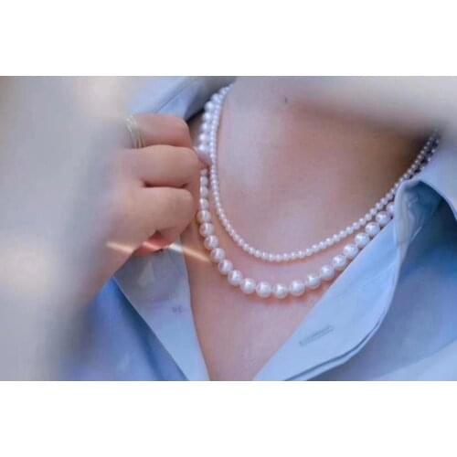 D814 Pearl Necklace 3-8mm Fine Jewelry Nature Almost Round Fresh Water White Pearls Necklaces for Women Fine Presents