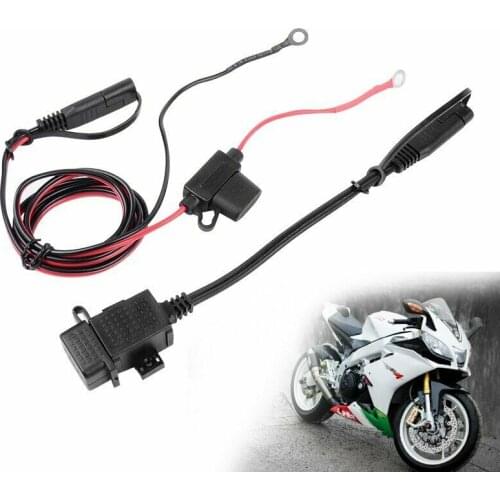 1pc 12-24V Waterproof Motorcycle Dual USB Charger Kit SAE to USB Adapter Cable 120cm Cable Inline Fuse For Cellphone Tablet GPS