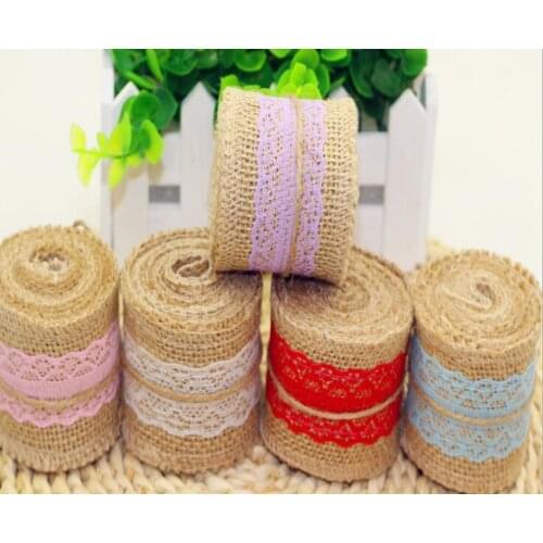 10Meter x 5cm Natural Rustic Hessian Lace Burlap Ribbon Wedding Invitation Decor Natural Hessian Burlap Jute Lace Ribbon