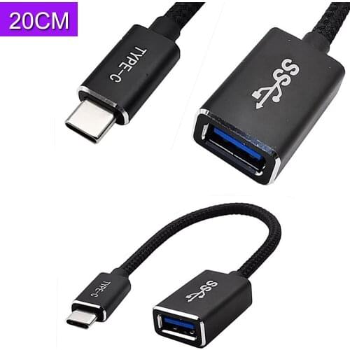 20CM USB 3.1 Type C Male To USB 3.0 A Female Angled Cable Mac Google Chromebook