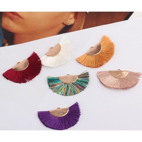 2018 Summer style color Cotton thread decoration geometry fan shape fashion tassel charms diy jewelry tassels earrings pendants