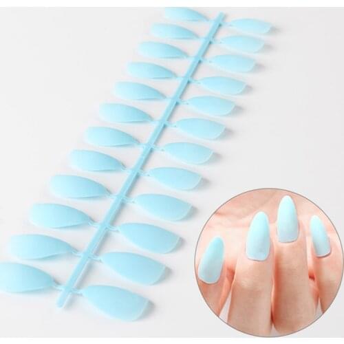 24 Pcs/set Full Cover Fake Press On False Nails Matte Candy Color Acrylic Frosted Ballerina Acrylic Nails Tips For Women Girls
