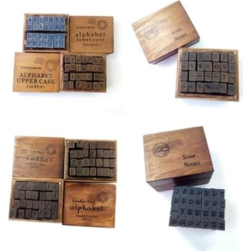 28 Pcs/set Digital Sunday Wooden Seal In Cursive Case Stationery Scrapbooking Rubber Stamps Standard