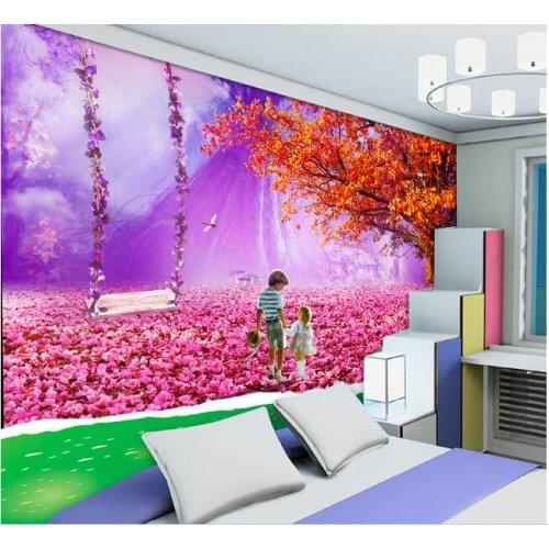 3d wallpaper custom mural non-woven 3d room wallpaper 3d Dreamy purple and red forest murals photo 3d wall mural wallpaper