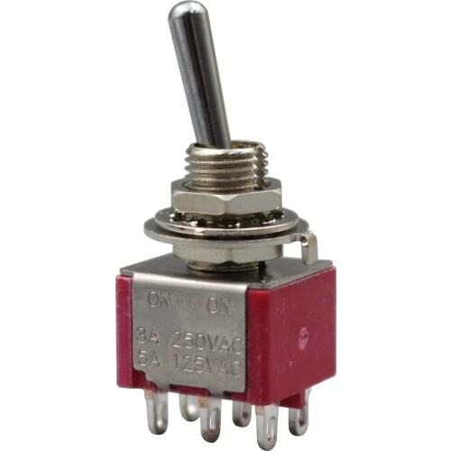 5Pcs SH T8011-S 6Pin 2Position ON-ON Maintained Miniature Toggle Switch DPDT