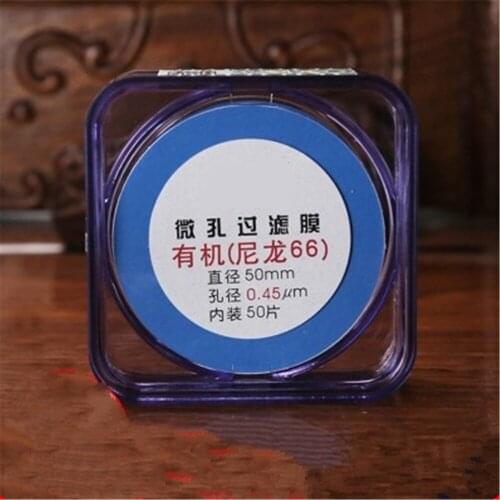 50pcs/lot 0.45um 50mm Microporous Nylon Organic Solution Filtration Microfiltration Millipore Membrane Filter Acetate cellulose