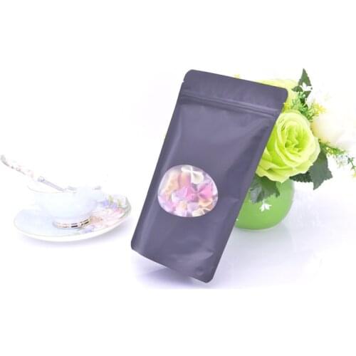 50pcs Stand up Matt Black Aluminum Foil Window Ziplock Bag Doypack Coffee Tea Package Bag Hand Spinner Toys Bag