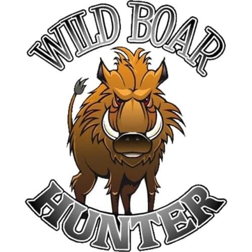 9.6CM*11.7CM Funny Wild boar hunter Hunting PVC Motorcycle Car Sticker 11-00355