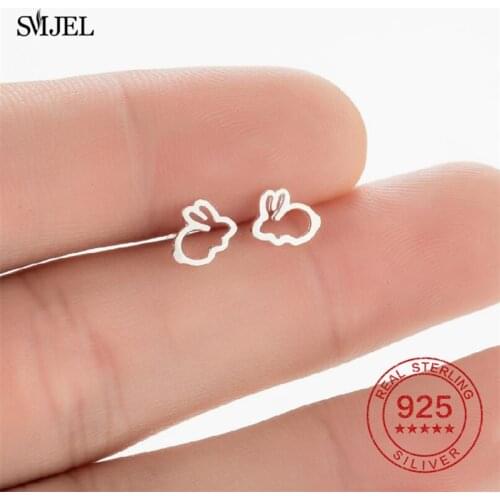 925 Sterling Silver Small Rabbit Earrings for Women Cute Fashion Child Earings Jewelry Easter Rabbit Stud Earring Wholesale