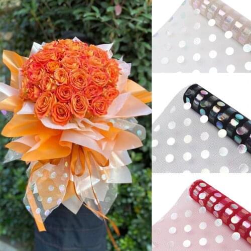 Flower Yarn Paper DIY Colorful Dot Gauze Florist Flowers Bouquet Packaging Materials Gift Box Wrapping Craft Paper for Wedding
