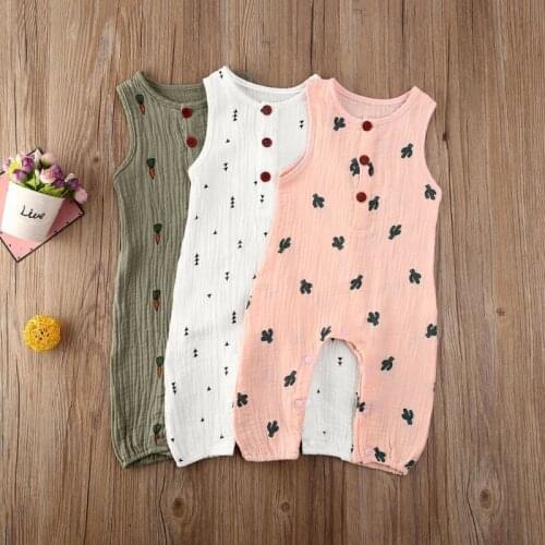 Summer Baby Casual Sleeveless Rompers Newborn Baby Girl Boy Clothes Cactus Print Romper Jumpsuit Soft Baby Outfit