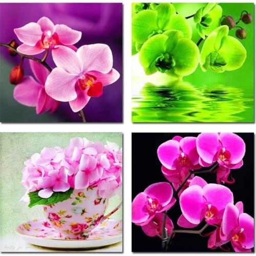 Diy 5d Diamond Painting Butterfly Orchid Flower Gift Diamond Embroidery Mosaic Diamonds Wall Stickers Home Decor