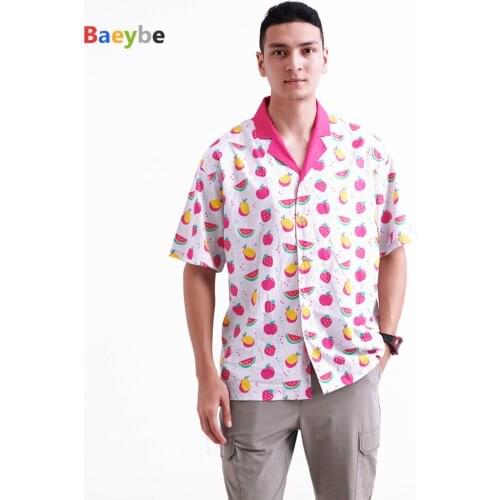 Watermelon Strawberry Hawaiian Shirts Anime Men Women HIp Hop Streetwear Chemise Homme Camisa Masculina Cotton Shirts for Men