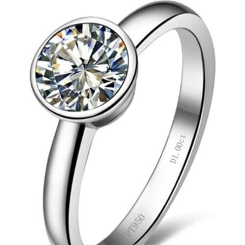 1CT Lucky Style Girl Love Best Solitaire Moissanite Engagement Ring Solid 18K White Gold Finger Ring Real Gold Au750 Jewelry