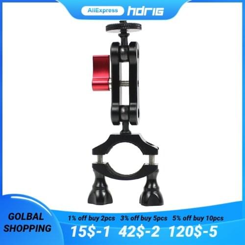 1/4 Screw GOPRO Sports Camera Cycling Clip Aluminum Alloy Double Universal Ball Head Magic Arm Adapter Bracket 360° Rotation