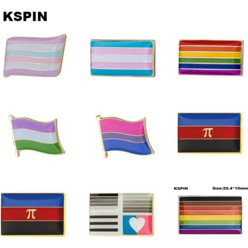 LGBT Pride 6 Colors Rainbow Flag Pinback Button Badge Gay Lesbian Symbol Pin