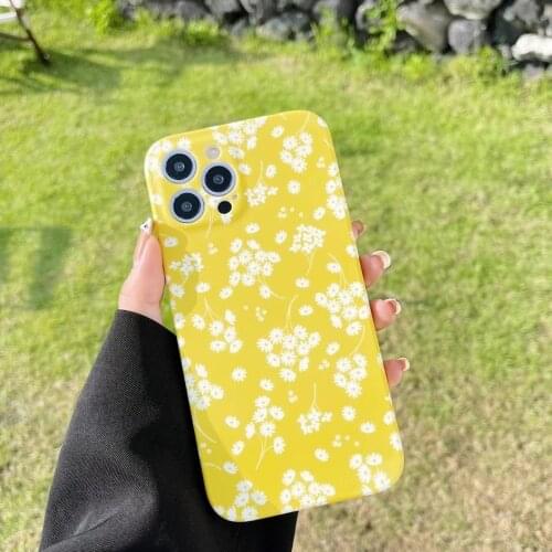 Gimfun Korea Style Cute Floral Phone Case for iPhone 12 11 Pro Max X XSmax XR 7 8Plus Soft TPU Yellow Daisy Matte Flower Cover