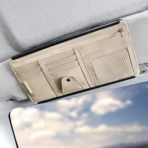 Multifunctional Auto Car Sun Visor Organizer Storage Bag Card Holder Pen Sunglasses Universal Stowing Tidying