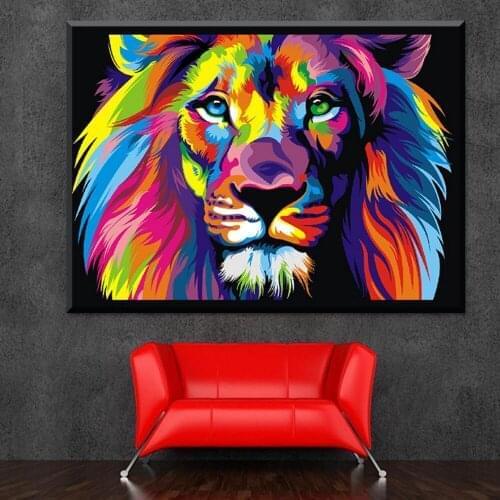 Frameless Colorful Animals Lion Painting Diy Digital Painting By Numbers Modern Wall Art Picture For Home Decor 40x60cm