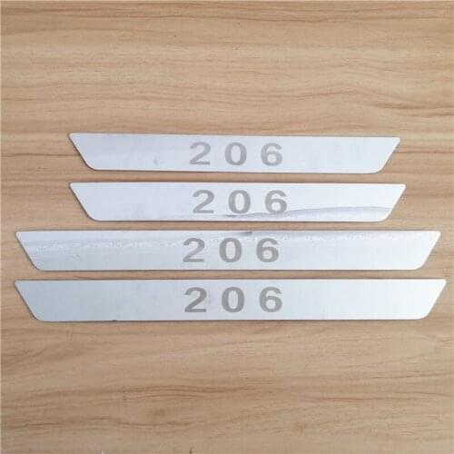 Stainless Steel Door Sill Scuff Plate car accessories For Peugeot 206 car-styling threshold Article good quality Praised
