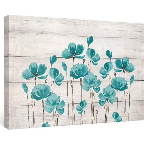 Wall Art for Bedroom Turquoise Flowers Paintings on Canvas Still Life Art Prints Artwork for Home Decor No Frame