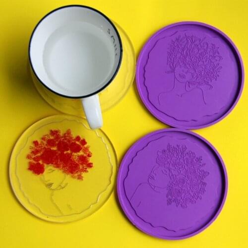 Irregular Fresh Flower Coaster Mold Flower Fairy Silicone Epoxy Resin Coaster Mold Used to Make Artificial Agate Coaster