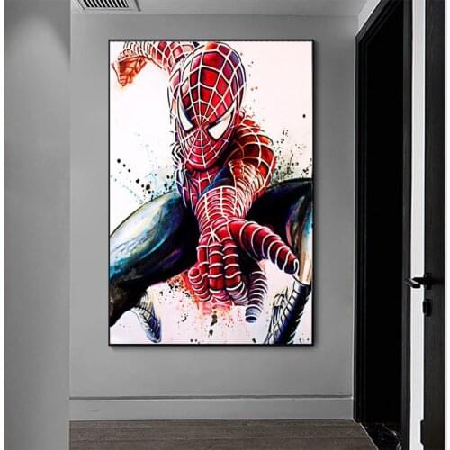 Marvel Avengers Superhero Movie Canvas Painting Abstract Watercolor Spideman Posters and Prints Wall Art Pictures for Home Decor