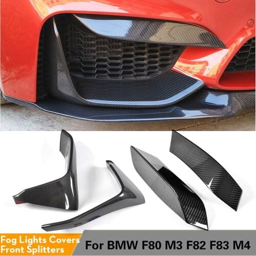 Carbon Fiber Front Rear Bumper Lip Splitter Aprons Flags for BMW F80 M3 4 Door F82 M4 Convertible 2 Door 14-17 Fog Lamp Splitter