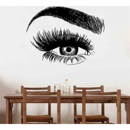 Eyelashes Wall Sticker Vinyl Wallpaper for Beauty Salon Girl Room Window Poster Decor Eye Eyebrows Lashes Extensions Mural Decal