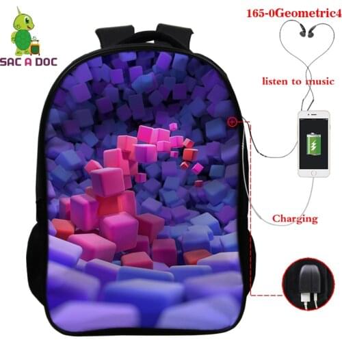 Fashion Schoolbag Neon Geometric School Backpack Boys Girl Schoolbag Backpack Student 3d Geometric Backpack Backpack for Teenage