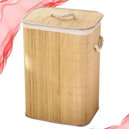 Foldable Clothes Storage Basket Household Laundry Dirty Clothes Bucket Bamboo Basket Home Storage Bins Organizer Storage Bins