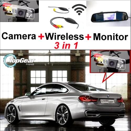 Special Backup WiFi Camera + Wireless Receiver + Mirror Monitor 3in1 Rear View Easy DIY Parking System For BMW 4 / M4
