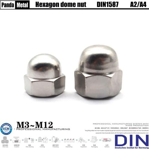 THE) 304/316 stainless steel dome nut German DIN1587 decorative nut, acorn semicircular hexagon nut, size M3M4M5M6M8M10M12