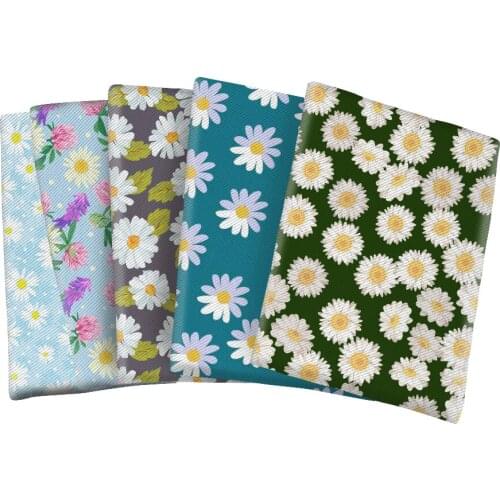 Daisy Print Polyester Cotton Printed Fabric for Kids Clothes Hometextile Curtain Cushion Cover DIY 50*145CM