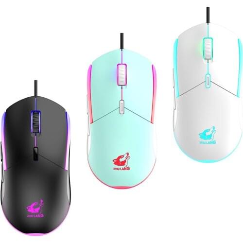 V7 USB Wired RGB Ergonomic USB Antiskid Mouse 6 Buttons 3 Gears 2400 DPI Mechanical Gaming Mice For game Office Black White Blue