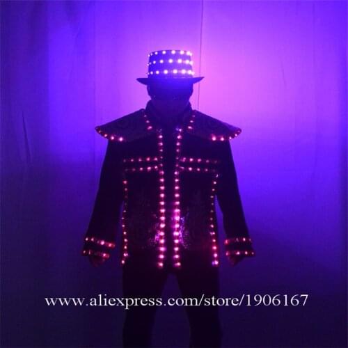 Colorful Led luminous clothing hat creative performance props suit nightclub bar DJ electronic festival led flashing clothe