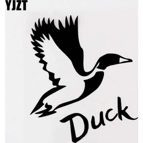 YJZT 12CM×14.1CM Fashion Animal Fiying Duck Viny Motorcycle Car Sticker Decal Black/Silver 8C-0695