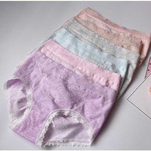 Women Bowknot Print Soft Seamless Cotton Blend Low Waist Brief Panties Underwear