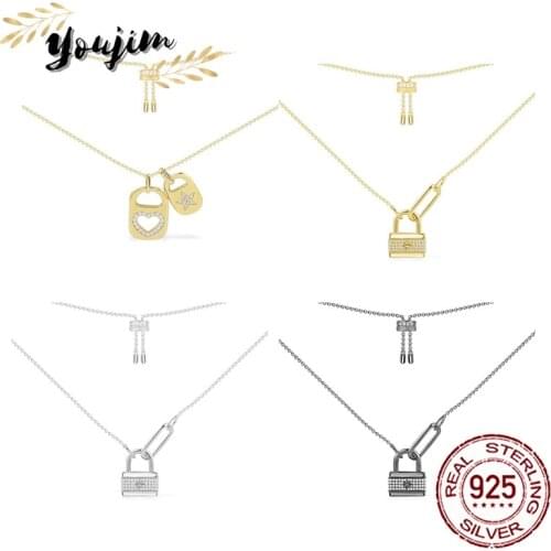 New in August 2021 Zircon 925 Silver Women Love Lock Adjustable Necklace Luxury Monaco Jewelry Valentines Day Wedding Gift