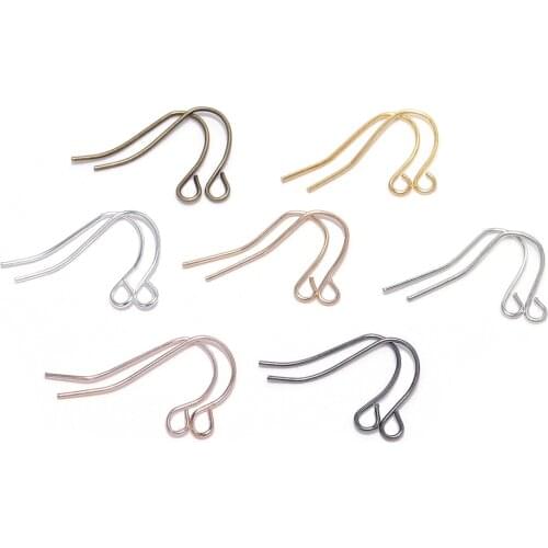 100pcs/lot 21*12mm Gold Bronze Earring Hooks Findings Ear Hook Earrings Clasps For Jewelry Making DIY Earwire Supplies