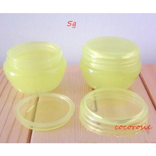 100piece)/lot 5g/5ml jar empty Mushroom shape cosmetic containers jar yellow plastic Cosmetic jar sample refillable case