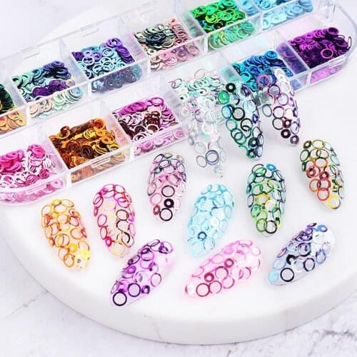 12 Grids/Set Nail Glitter Color Changing Round Nails Art Sequins Tools DIY Manicure Salon Decoration Art Rhinestone Set