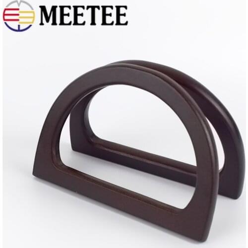 2/4pcs Meetee 12X8cm Solid Wood D Shape Bags Handle Retro Wooden Purse Frame Hanger DIY Handbag Accessories KY218