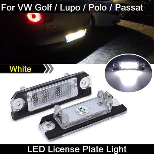 2Pcs For VW Golf4 Golf5 Lupo Polo Passat High Brightness White LED License Plate Light Number Plate Lamp